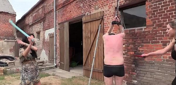  Geprügelt - Hard Outdoor Whipping with SweetBaby and Lady Deluxe